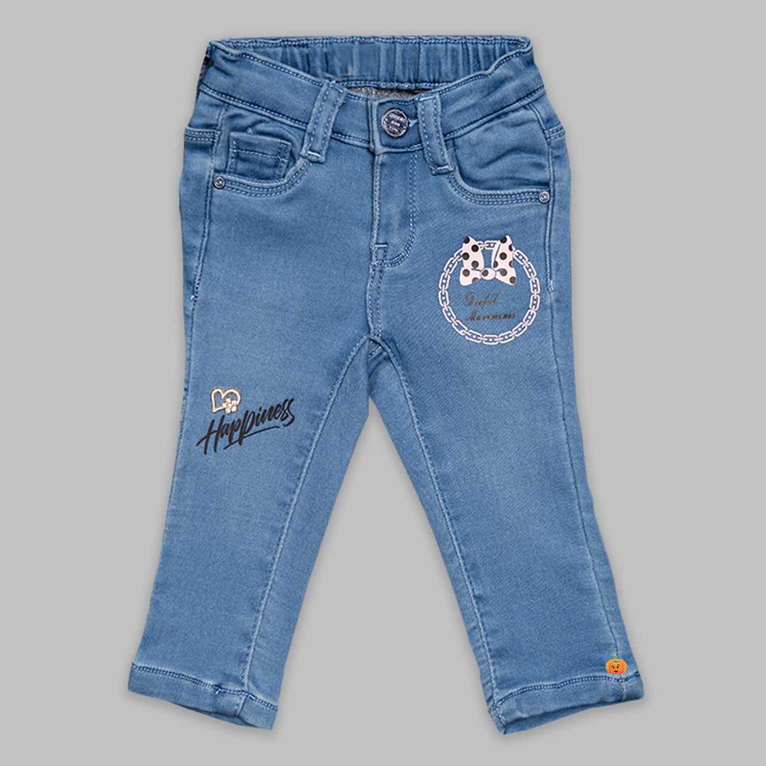 Girls Jeans and Pants with Butterfly Print Front View