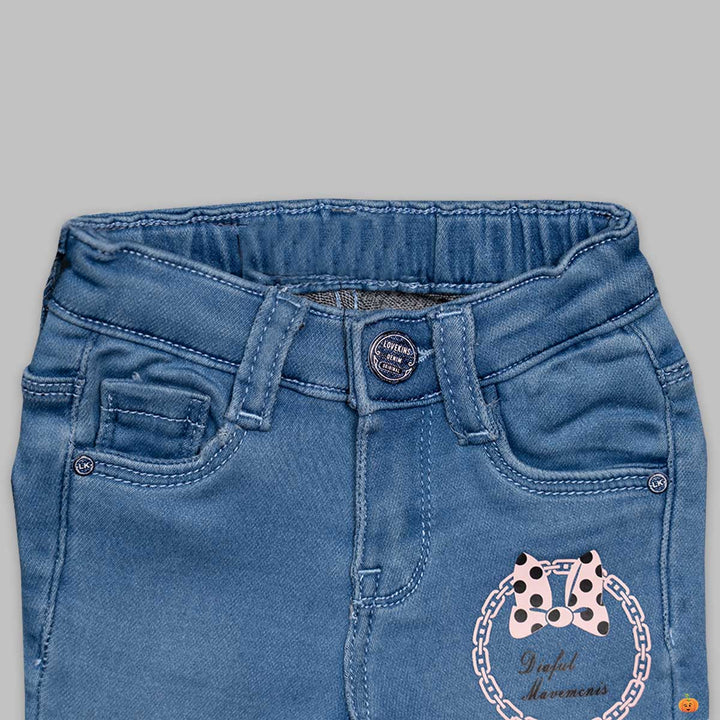 Girls Jeans and Pants with Butterfly Print Close Up View