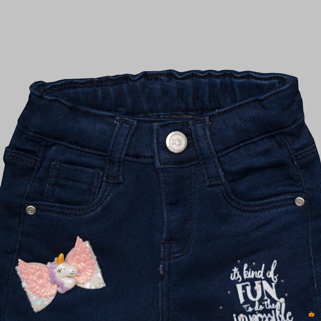 Denim Jeans for Girls and Kids Close Up View