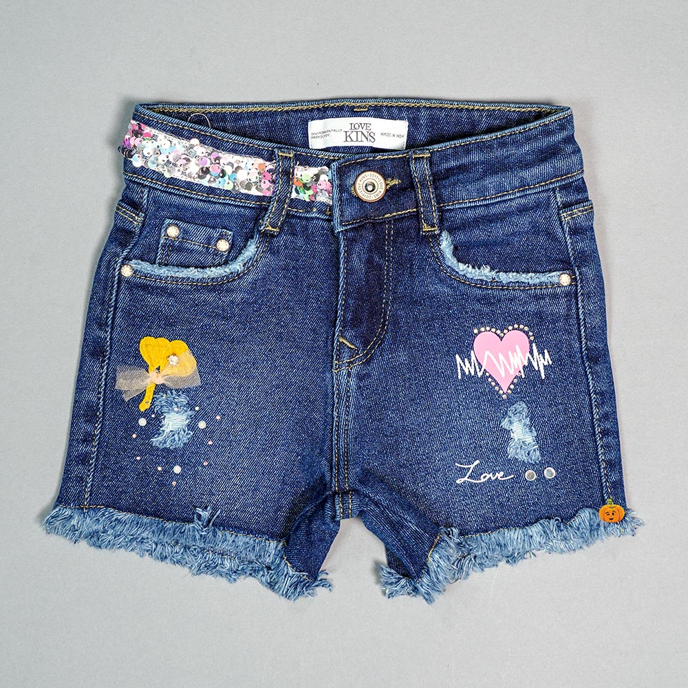 Girl Shorts with Heart Design Front View