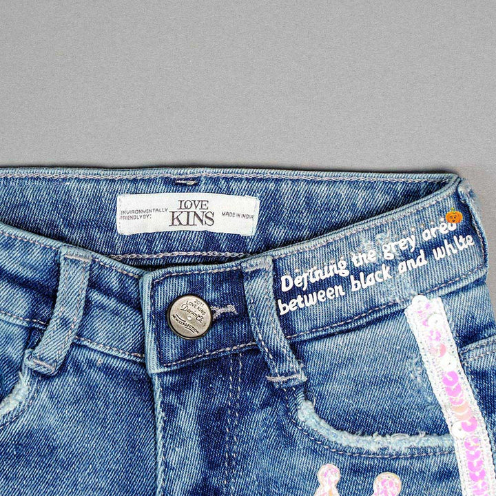 Stylish Denim Shorts for Girls and Kids Close Up View