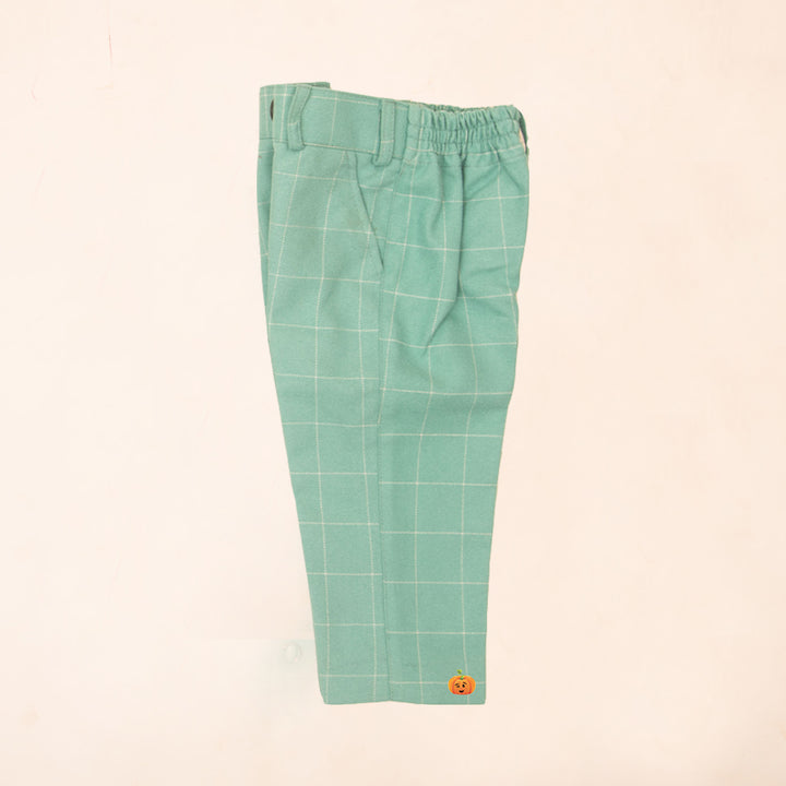 Sea Green Checks Jodhpuri Suit for Boys Bottom View