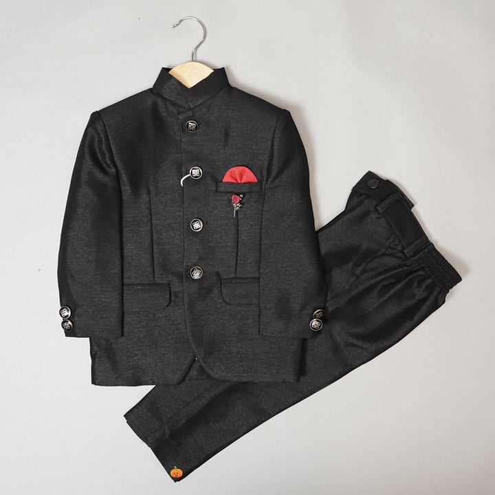 Black Jodhpuri Suits for Boys Front View
