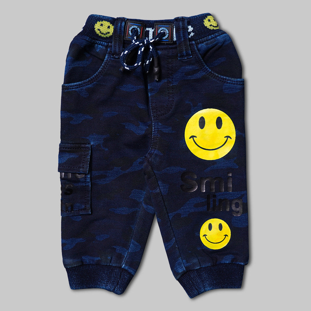 Blue & Sky Blue Elastic Waist Jeans for Boys Front 