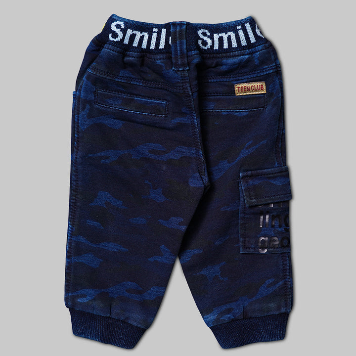 Blue & Sky Blue Elastic Waist Jeans for Boys Back 