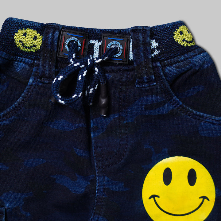 Blue & Sky Blue Elastic Waist Jeans for Boys Close Up