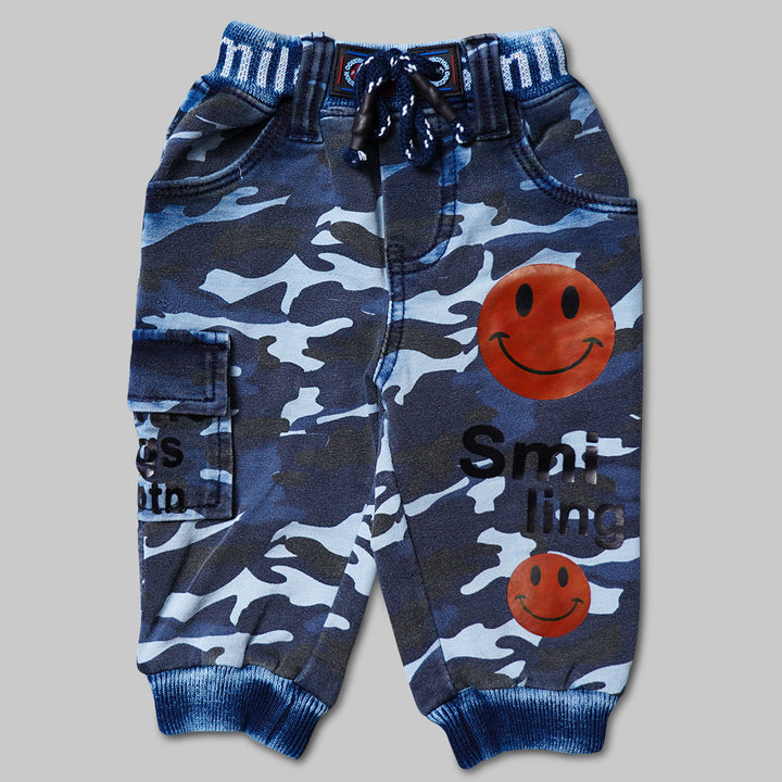Blue & Sky Blue Elastic Waist Jeans for Boys Front 