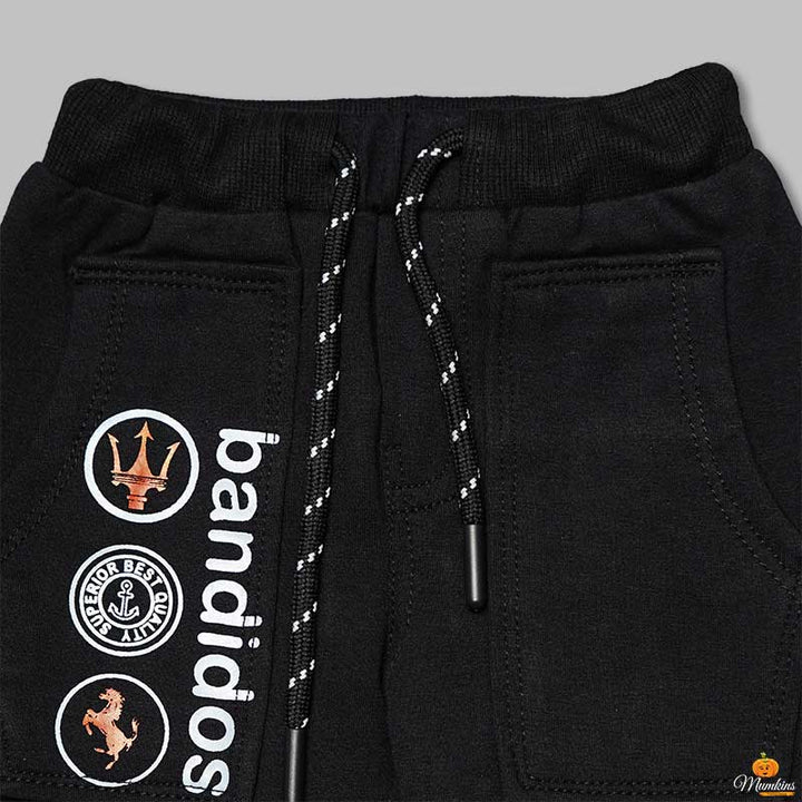 Joggers for Boys with Elastic Waist Close Up View