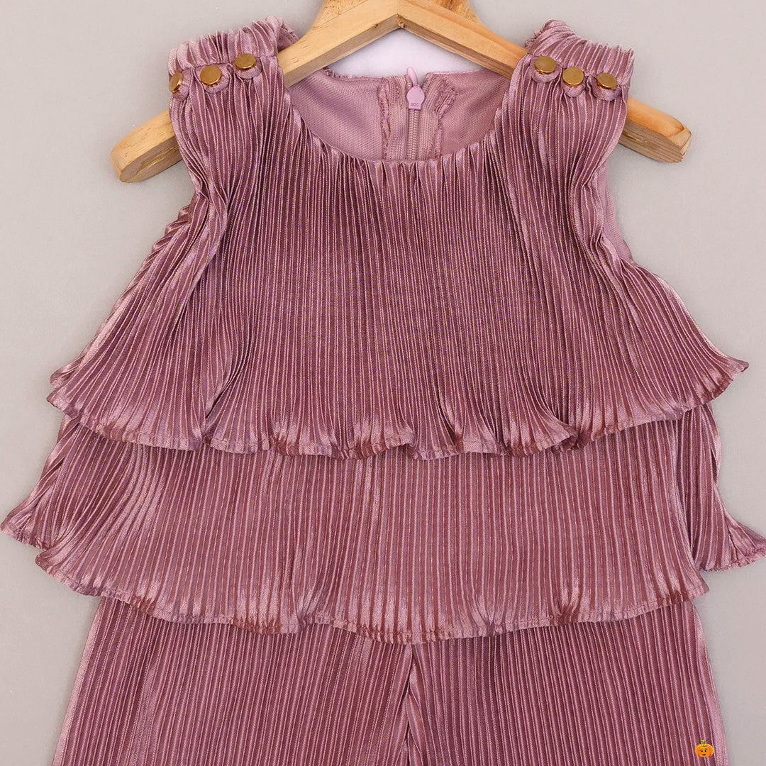 Onion Striped Jump Suit for Girls Close Up View