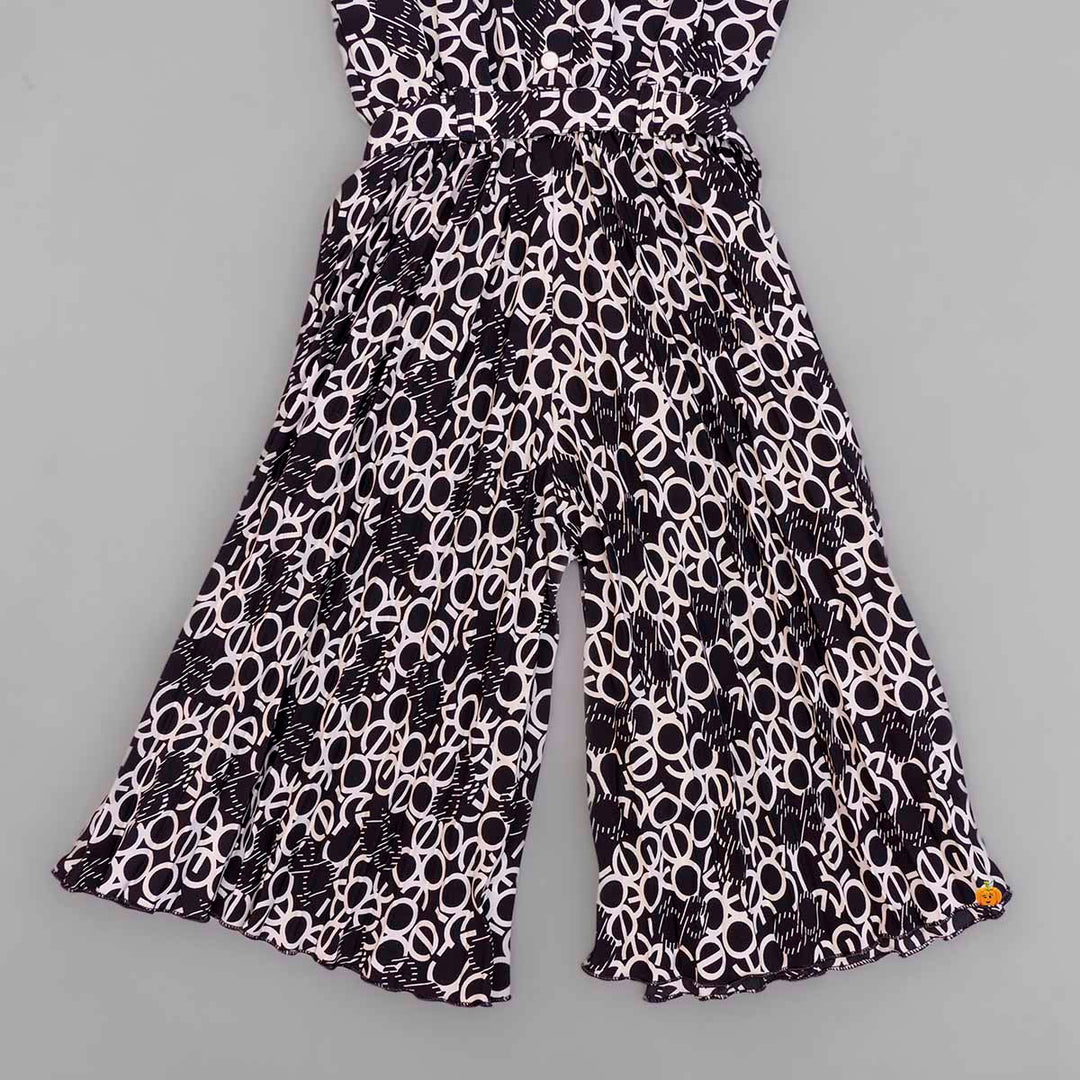 Printed Black & Grey Jump Suit for Girls Bottom View