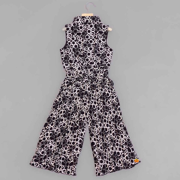 Printed Black & Grey Jump Suit for Girls Back View
