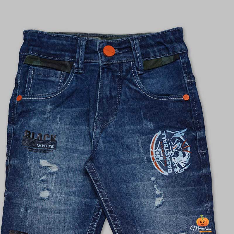 Blue Denim Jeans for Kids Close Up 
