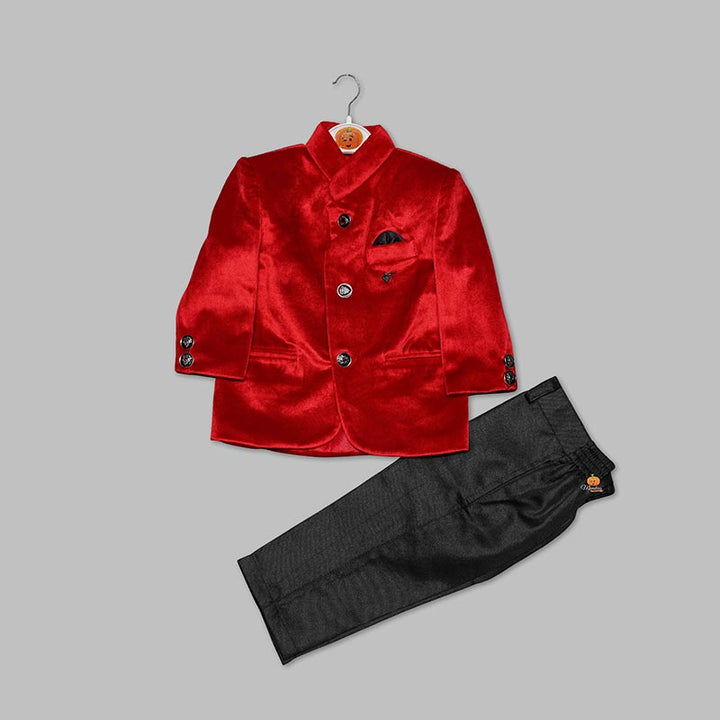 Red Jodhpuri Suit For Boys Front View
