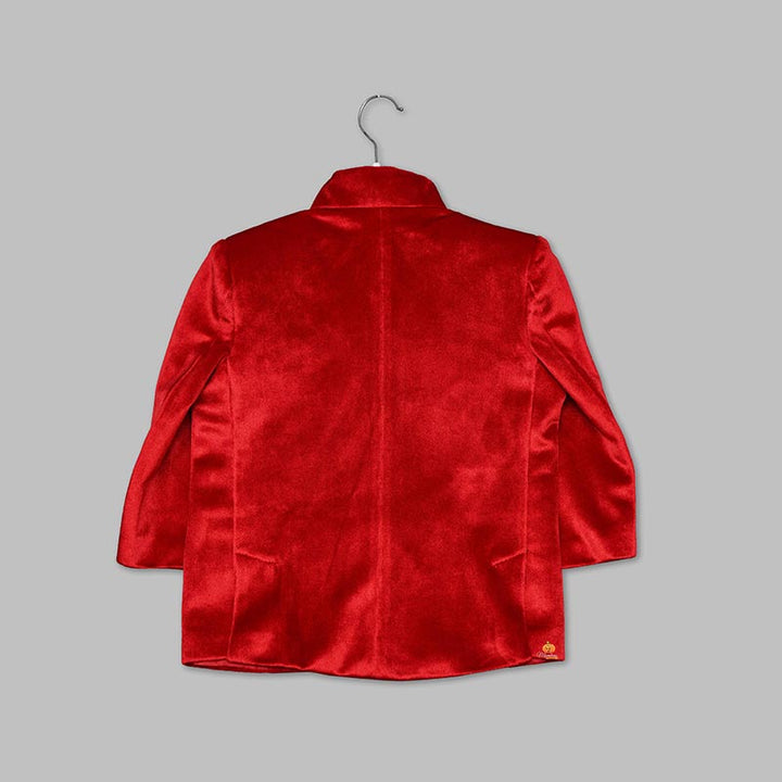 Red Jodhpuri Suit For Boys Back View