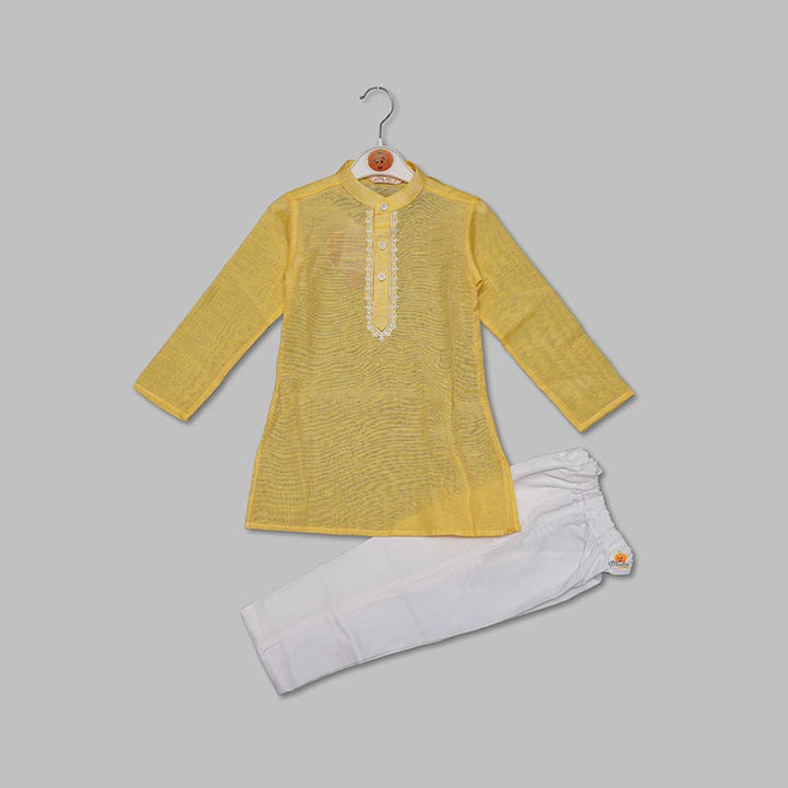 Lemon & Green Boys Kurta Pajama Front View