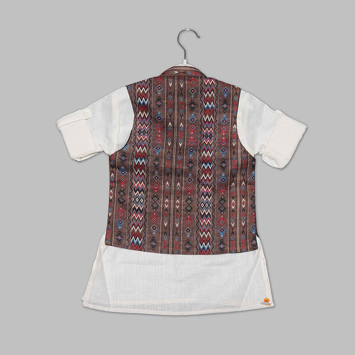 Brown Color Boys Kurta Pajama with Jacket Back View