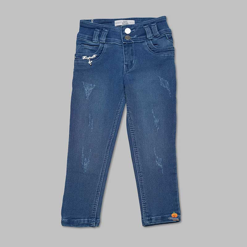 Navy-Light Blue Jeans for Girls Front View