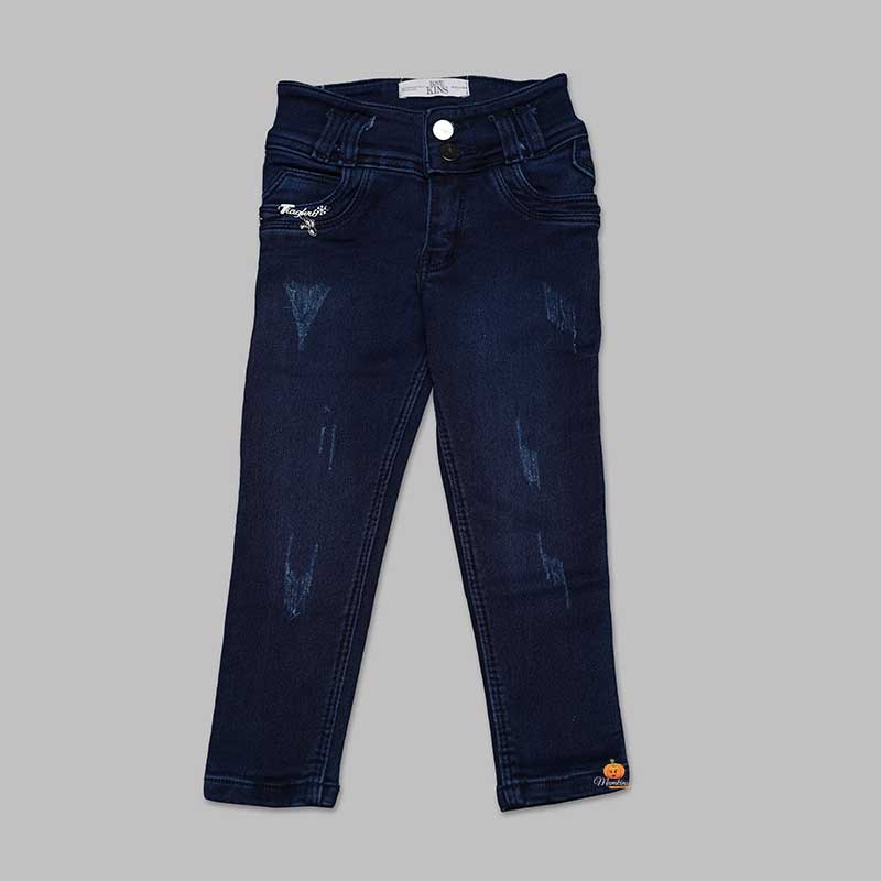Navy-Light Blue Jeans for Girls Front View