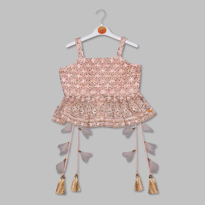 Peach Plazo Suit For Girls 