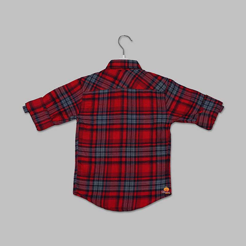 Red Checks Regular Fit Shirt for Boys Back 