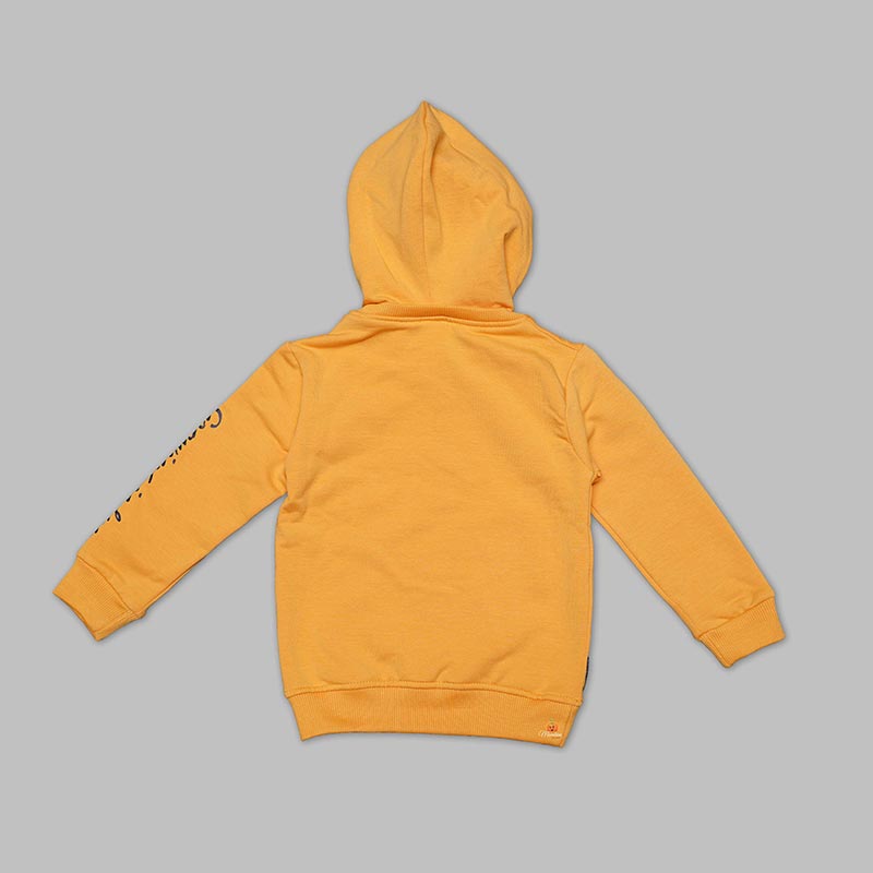 Full Sleeves Mustard Baba Suit for Boys with Hoodie Back View
