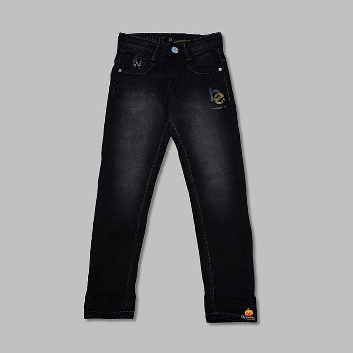 Black Fix Waist Denim Boys Jeans Front 