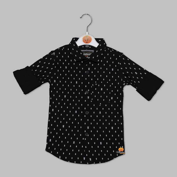 Solid Full Sleeves Printed Shirt for Boys Front View