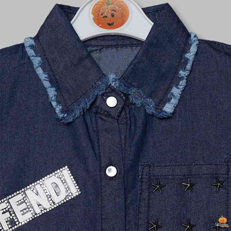 Denim Shirt for Girls Close Up View