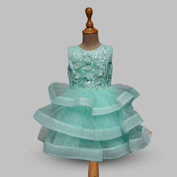 Peach & Sea Green Party Wear Baby Girls Frock