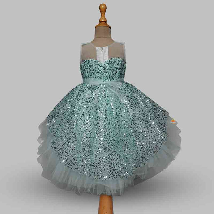 Lemon Party Wear Frock For Girls Back View