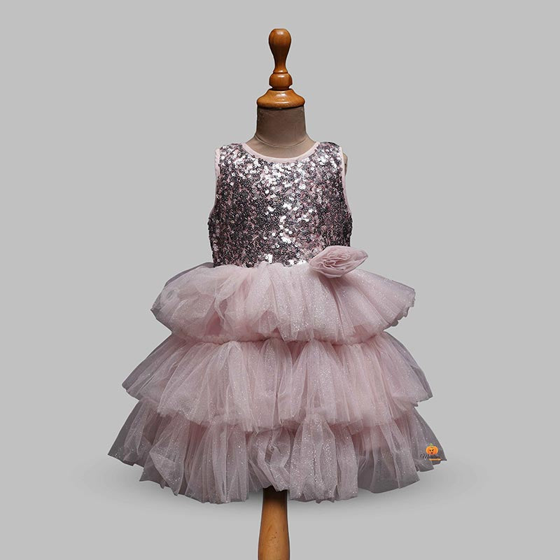 Peach Party Wear Frock for Girls 