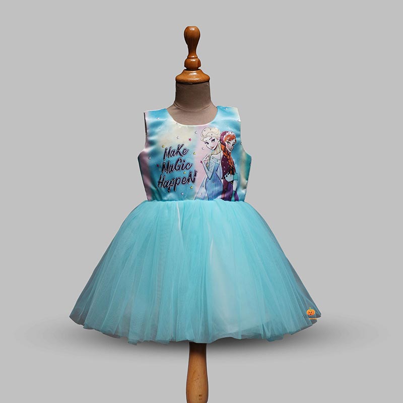 Sky Blue Party Wear Kids Frock