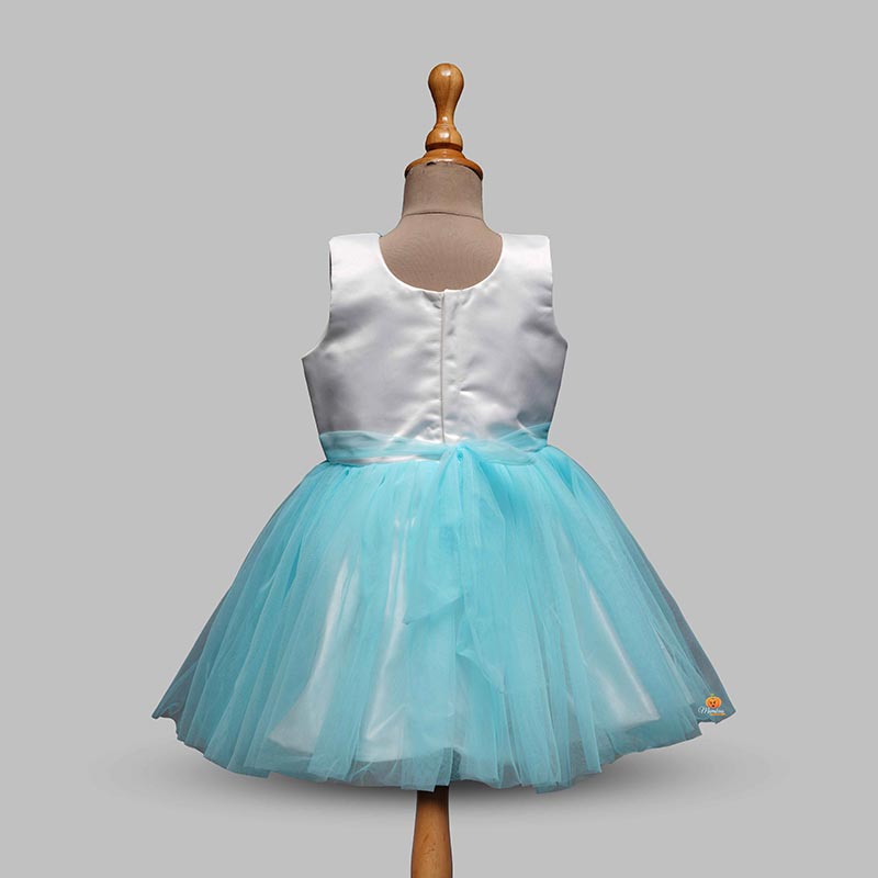 Sky Blue Party Wear Kids Frock
