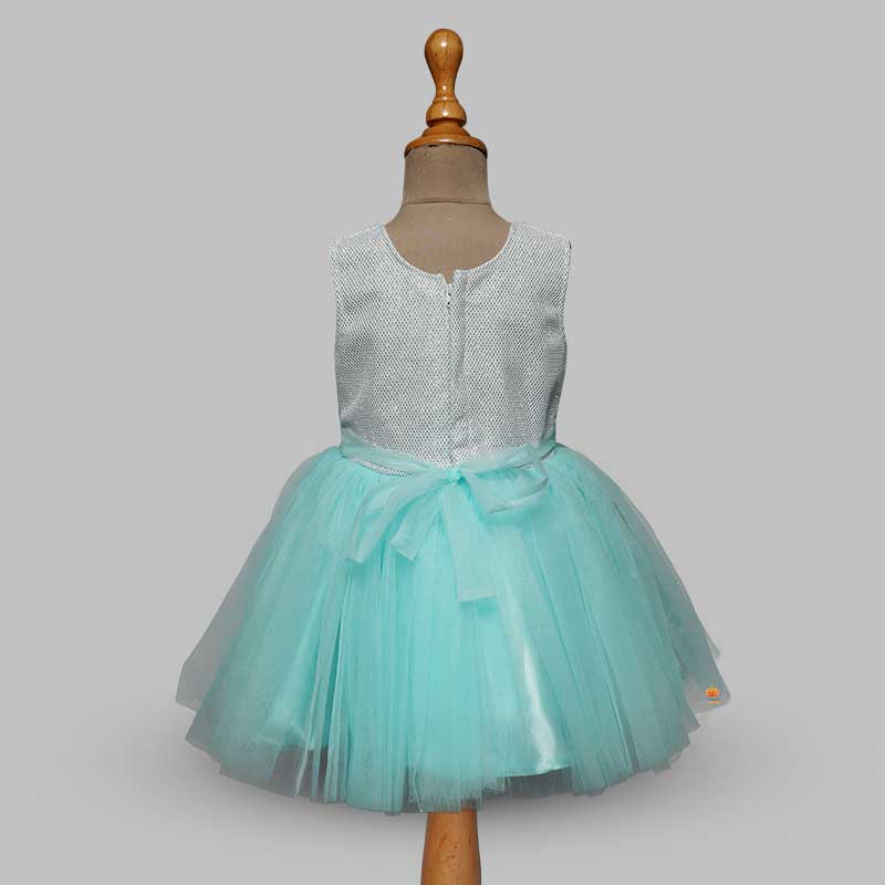 Sea Green-Tomato Frock for Kid Girls Back 