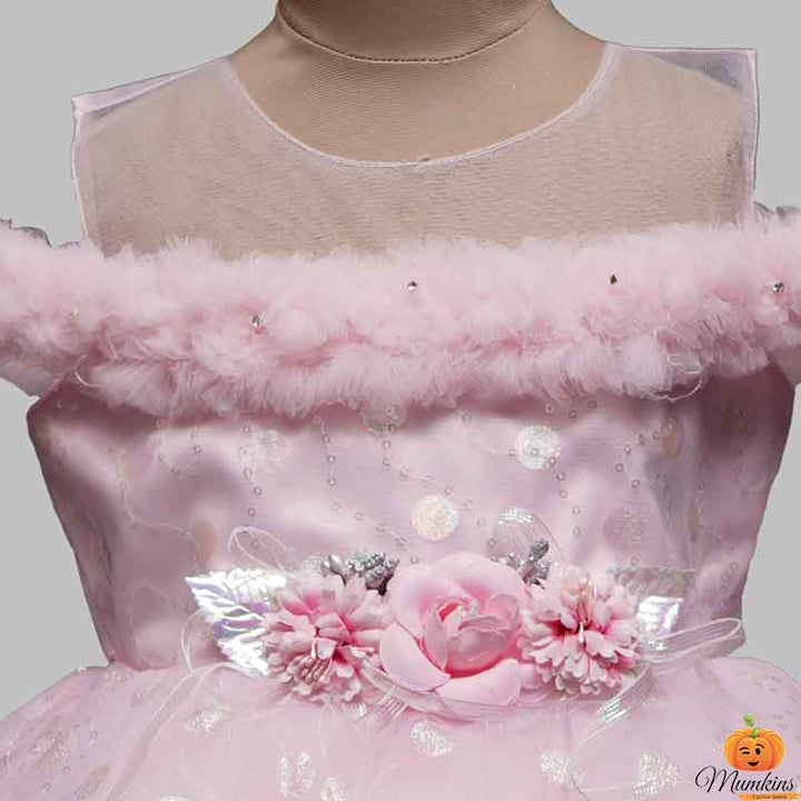 Pink Party Wear Kids Frock
