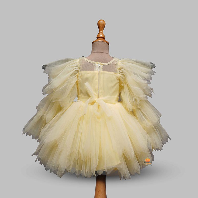 Layered Pattern Party Wear Frock for Girls Back View