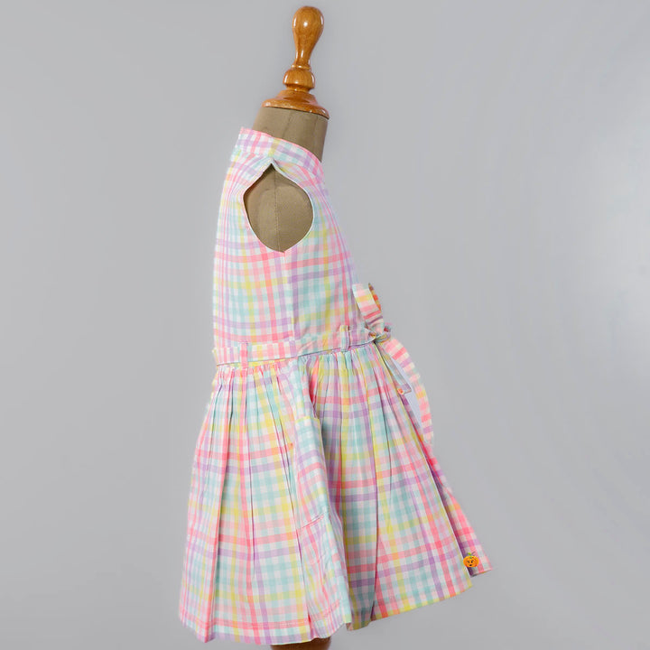 Multi Checkered Girls Frock Side View