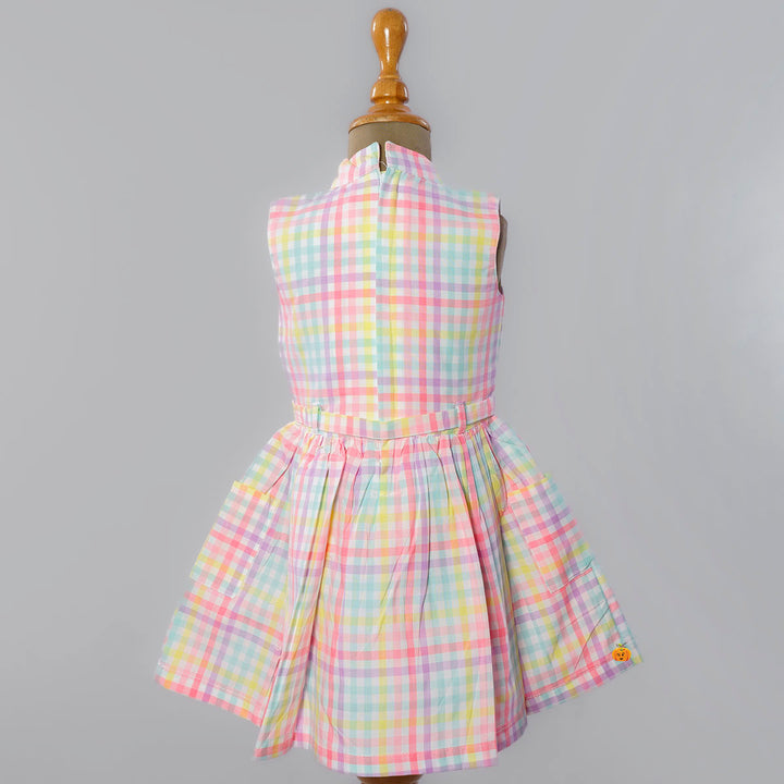 Multi Checkered Girls Frock Back View