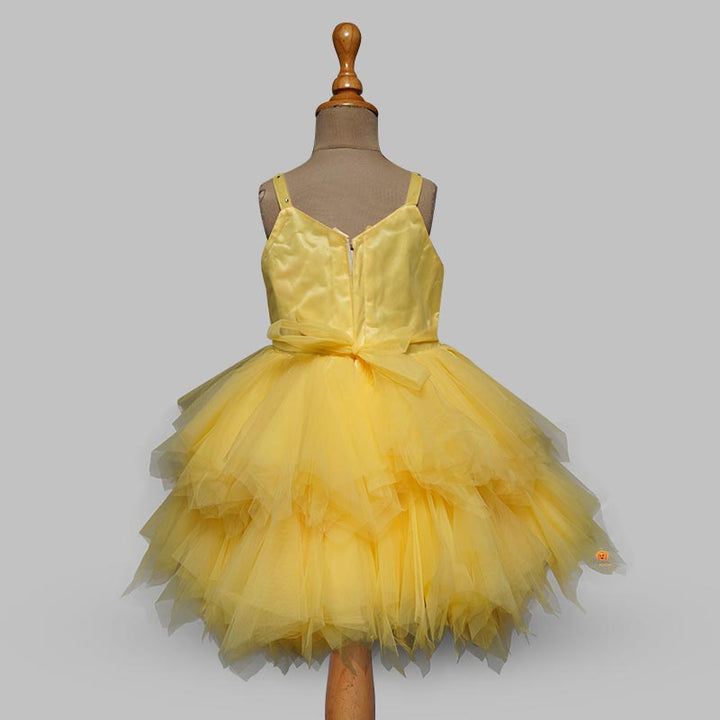 Yellow Frock For Kid Girls Back View