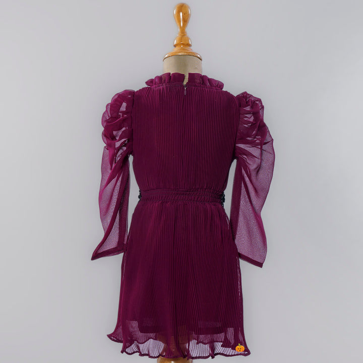 Wine Striped Midi for Girls Back View
