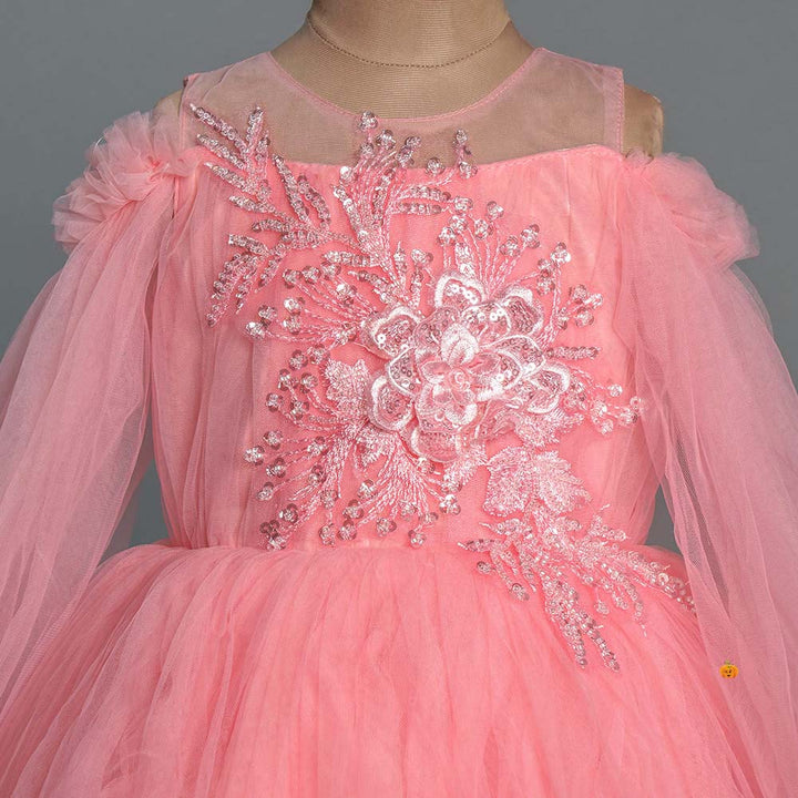 Peach Designer Gown for Girls