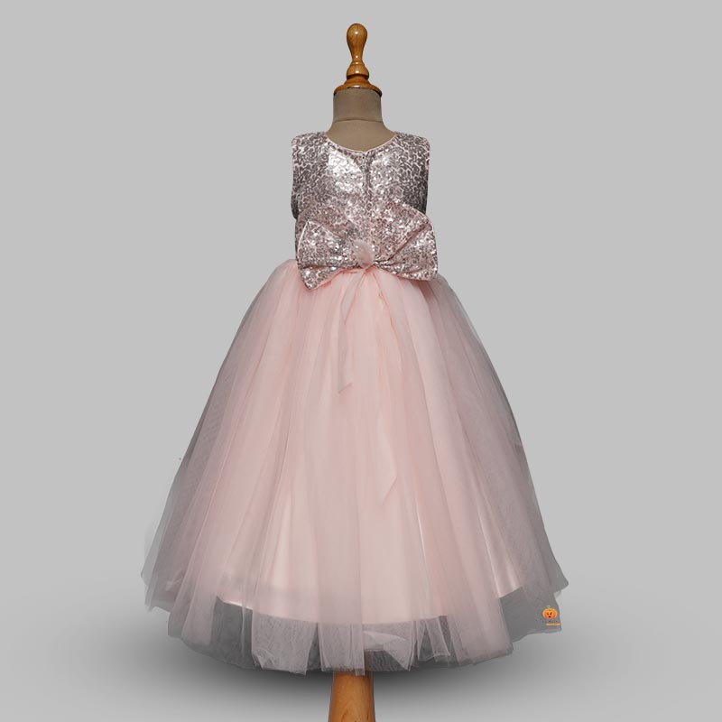 Peach Long Gown For Kids Back View