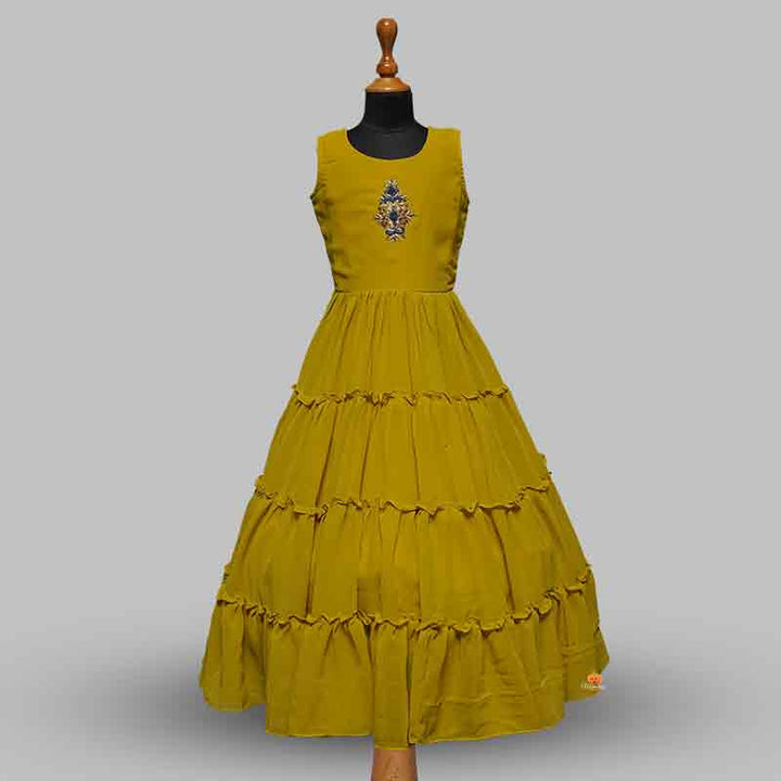 Mustard Long Girls Gown with Jacket Inner View