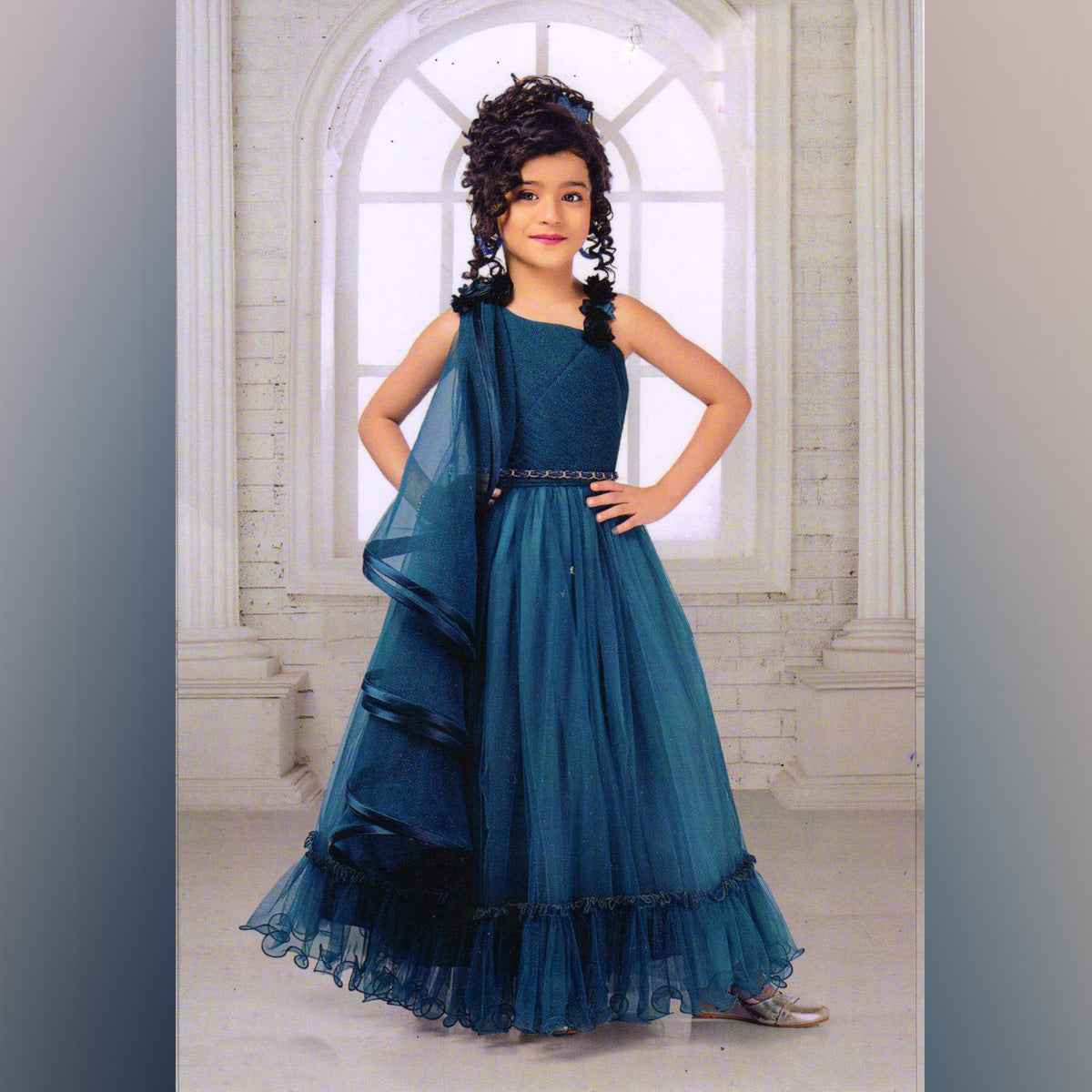 Buy V&M Light Summer Sky Blue Color Lace Boat Neck Sleeveless Flared French  Crepe Floor Length Gown Dress (vm69) (X-Small) at Amazon.in