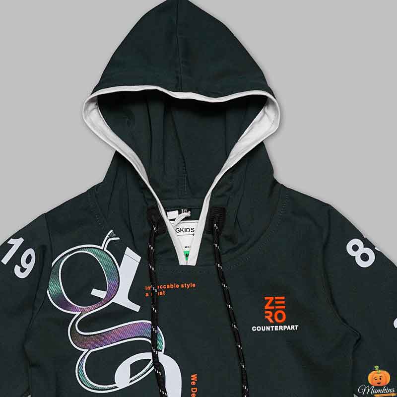 Full Sleeves Hoodie Style T-Shirts For Kids Close Up View