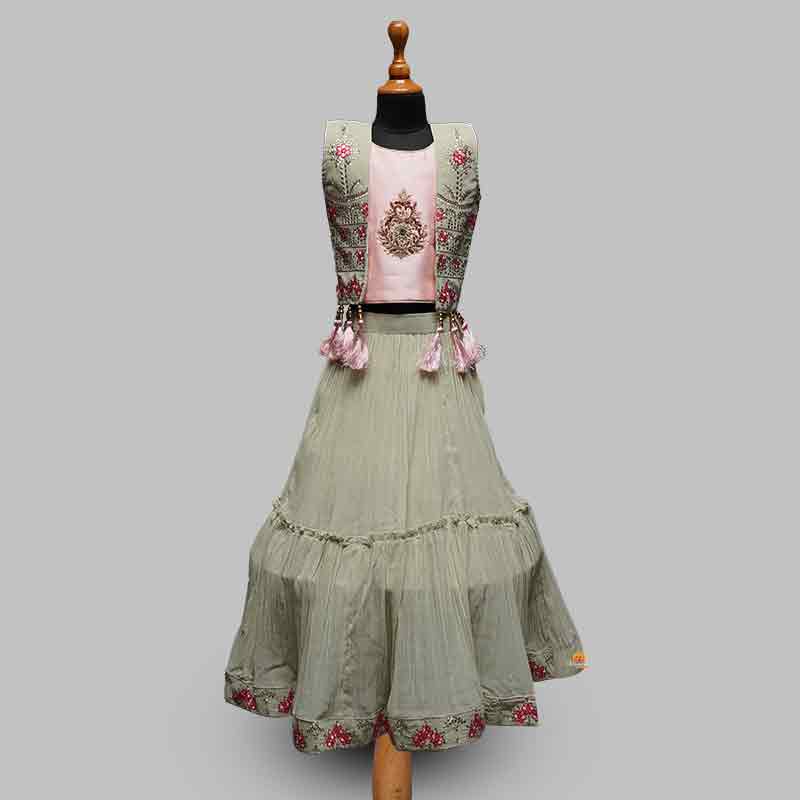 Pista color girls lehenga choli