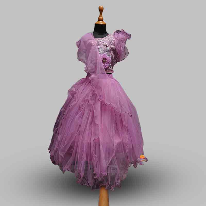 Wedding wear girls lehenga choli in onion color