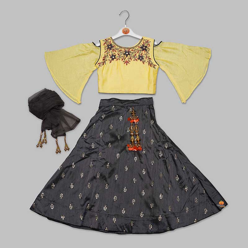 Lemon Traditional Lehenga Choli For Girls 