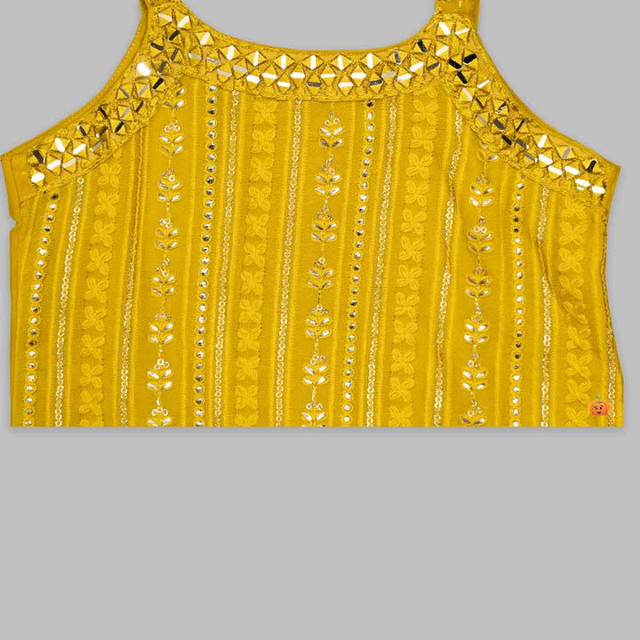 Buy Mustard & Pink Girls Gharara Dress Close Up View