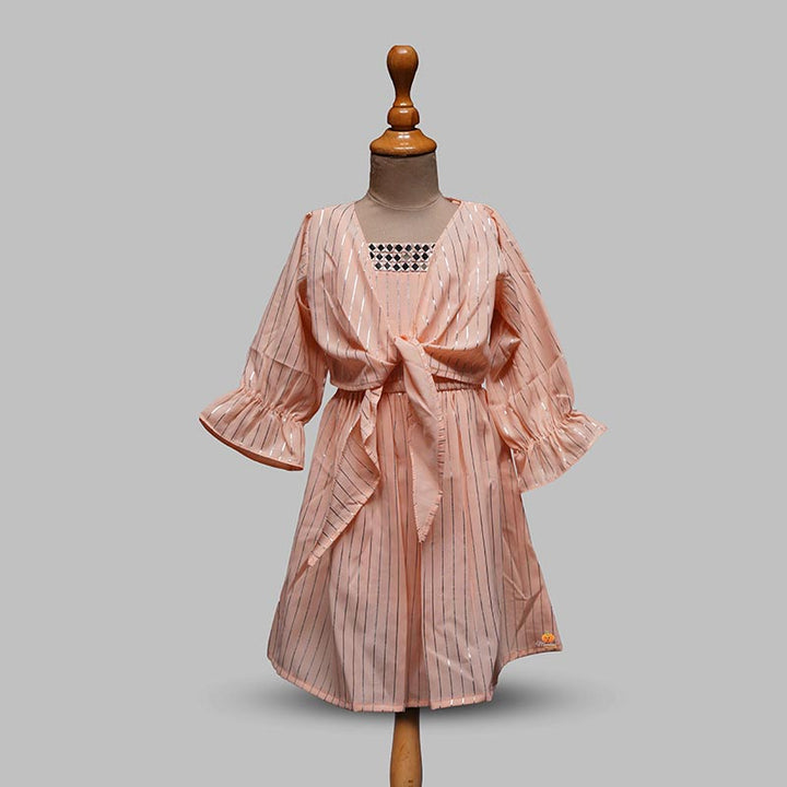 Pink Solid Party Wear Noted Top Girls Midi Variant Front View